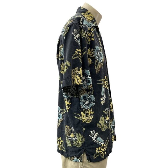 Tommy Baham Silk Hawaiian Button Shirt Martini Cocktail Floral‎ Pineapple Mens M - Picture 6 of 9